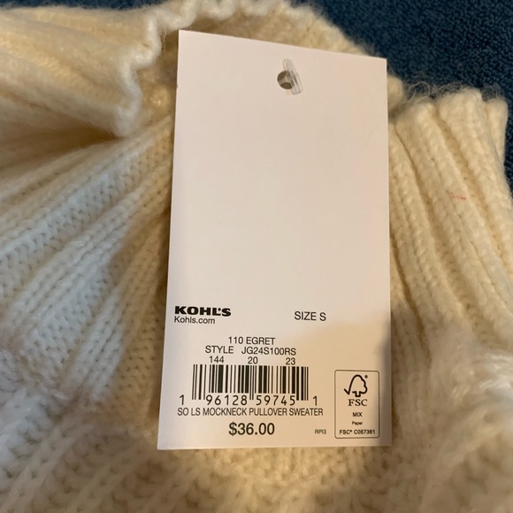 White Ribbed Mockneck Sweater - Picture 5 of 5